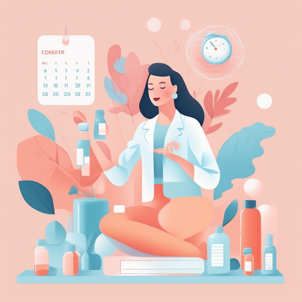 검진 당일 금식, 약 복용 주의, 편안한 복장 및 여성 생리 주기 확인을 나타내는 이미지