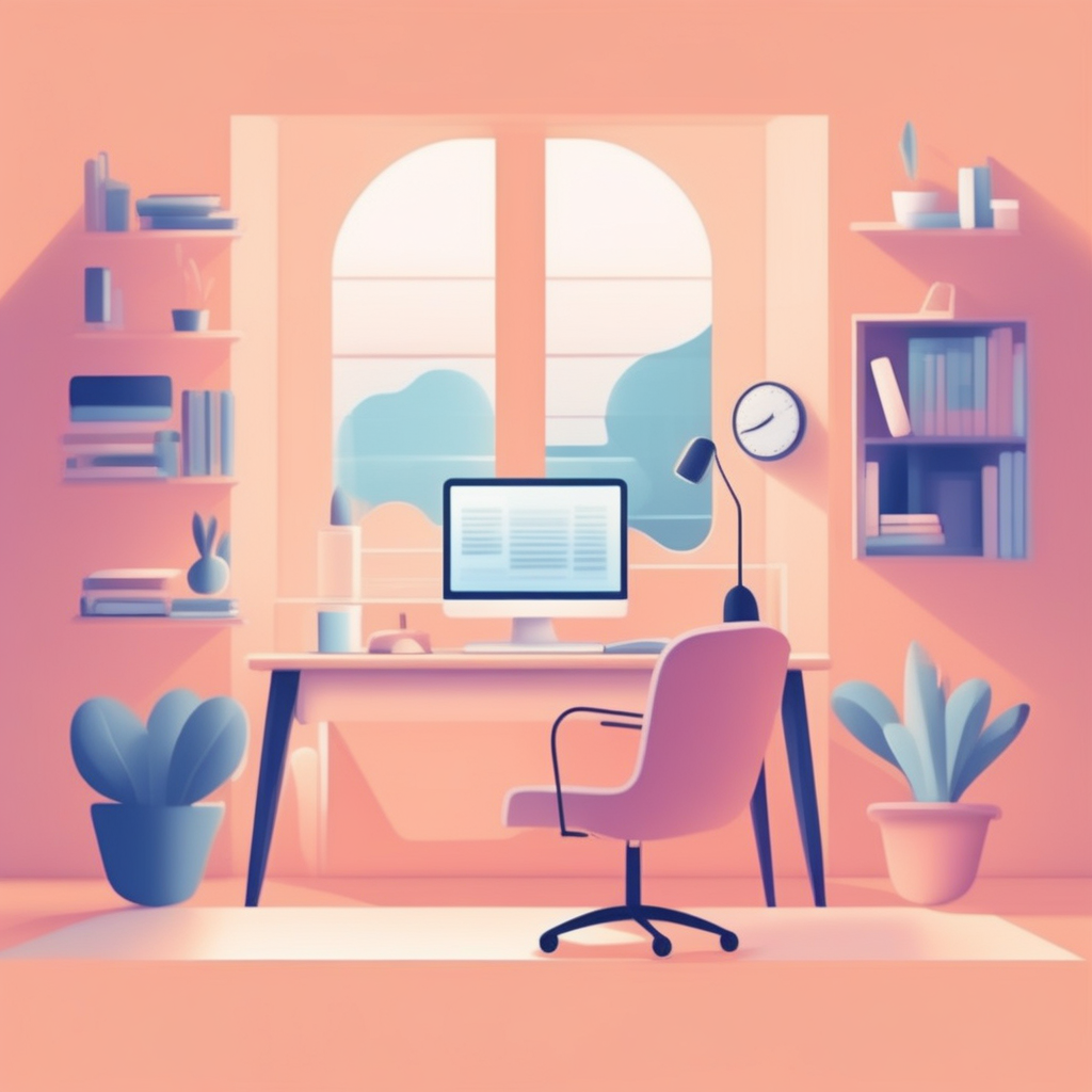 분리된 공부 공간과 휴식 공간, 스마트폰을 다른 방에 둔 환경 일러스트