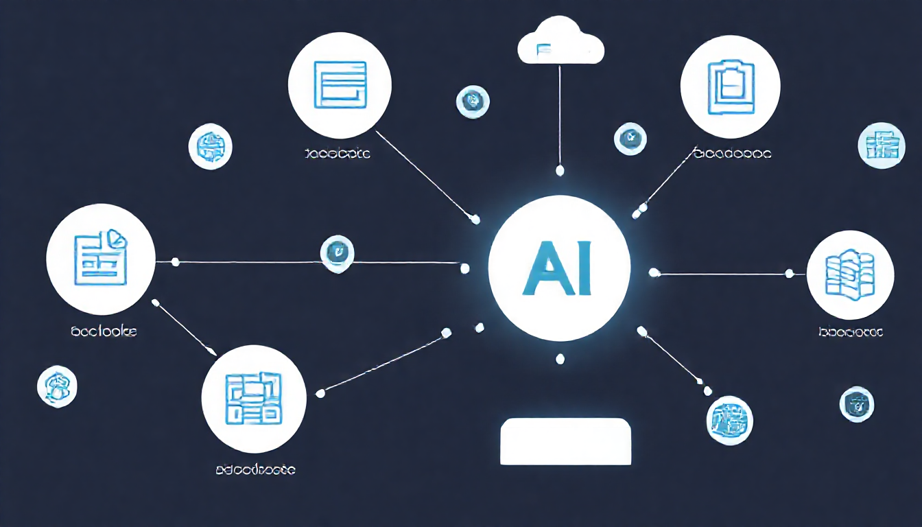 직장인부터 개발자, 기업용 AI 자동화 툴을 시각적으로 표현한 일러스트