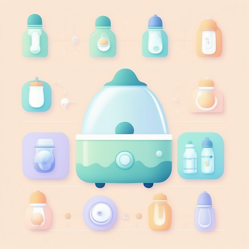 젖병 소독기, 분유포트, 아기 욕조 비교 리뷰를 위한 특성 아이콘과 차트 이미지