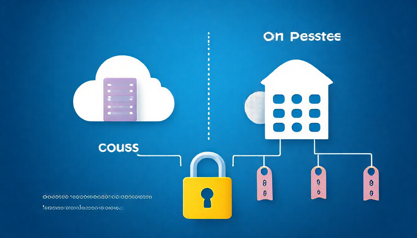 클라우드(SaaS)와 구축형 근태관리 시스템의 장단점을 아이콘과 함께 비교하는 인포그래픽 스타일 이미지