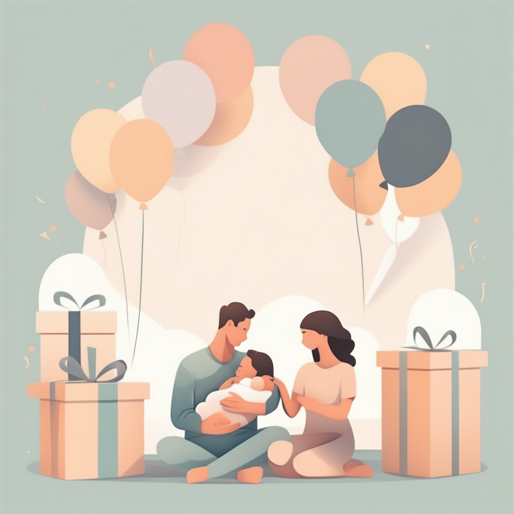 신생아 탄생을 축하하며 선물을 준비하는 가족의 따뜻한 모습