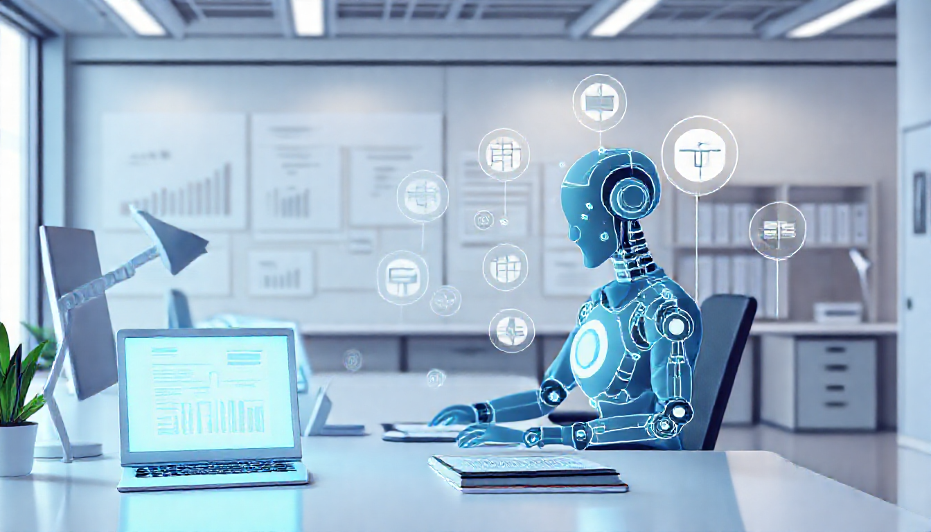 업무 보고서 작성 자동화를 나타내는 AI 기술 일러스트