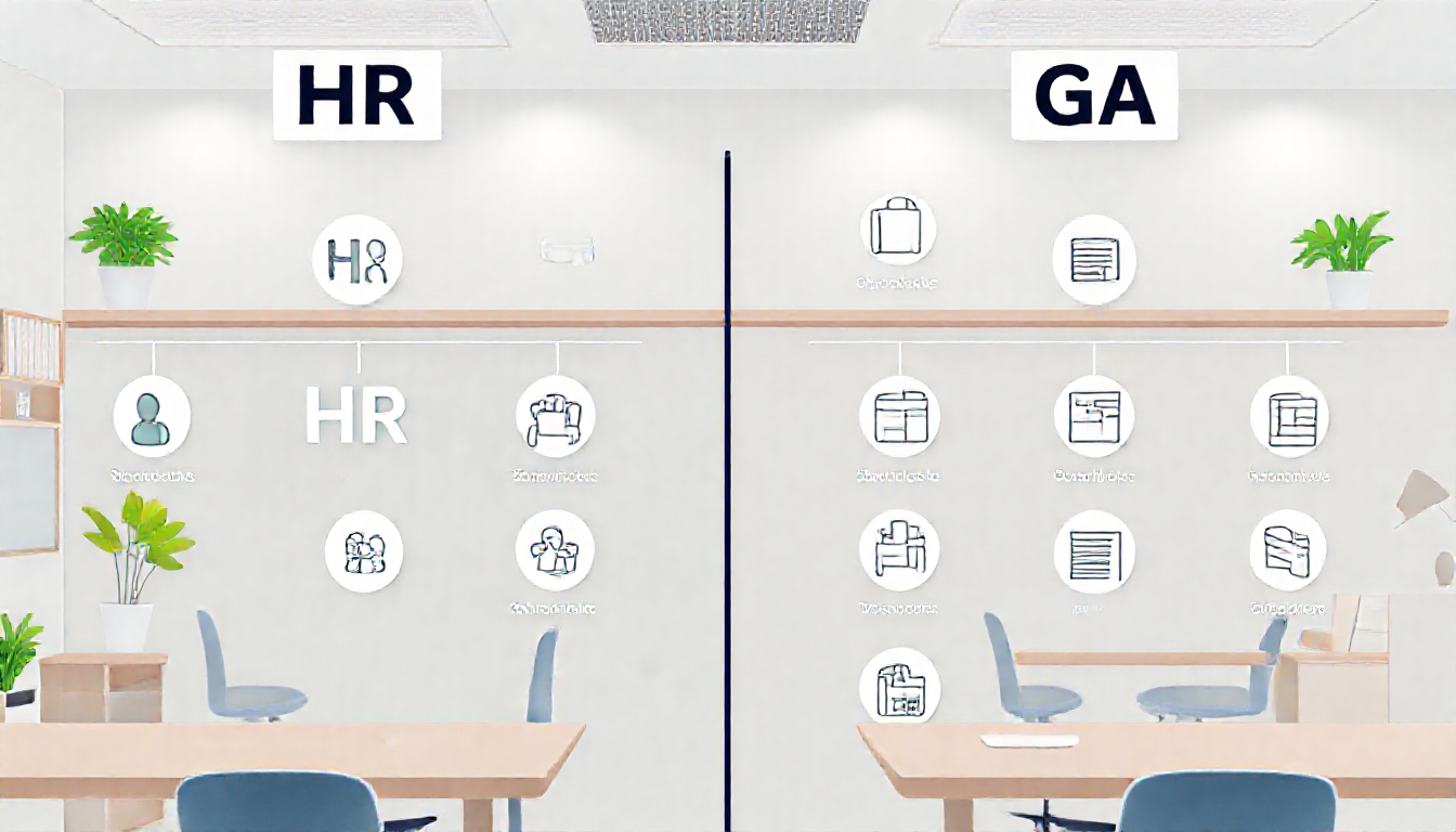 중소기업 인사총무 주요 역할과 업무를 나누어 표현한 이미지