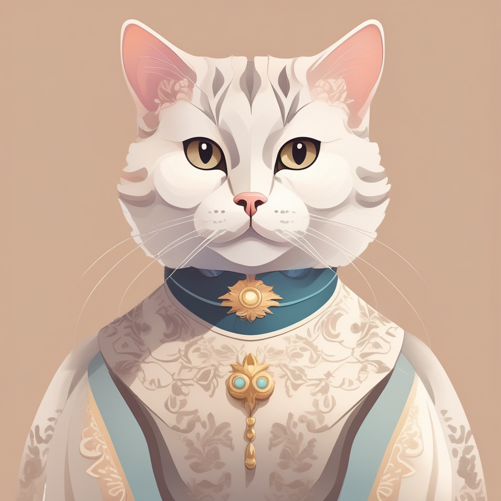 르네상스 스타일의 고양이 초상화 AI 디자인 이미지