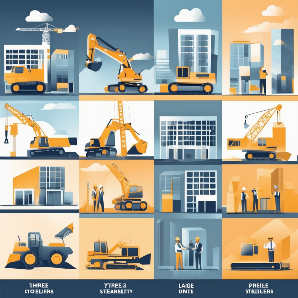 종합건설사, 건축사사무소, 전문 시공사 비교 일러스트