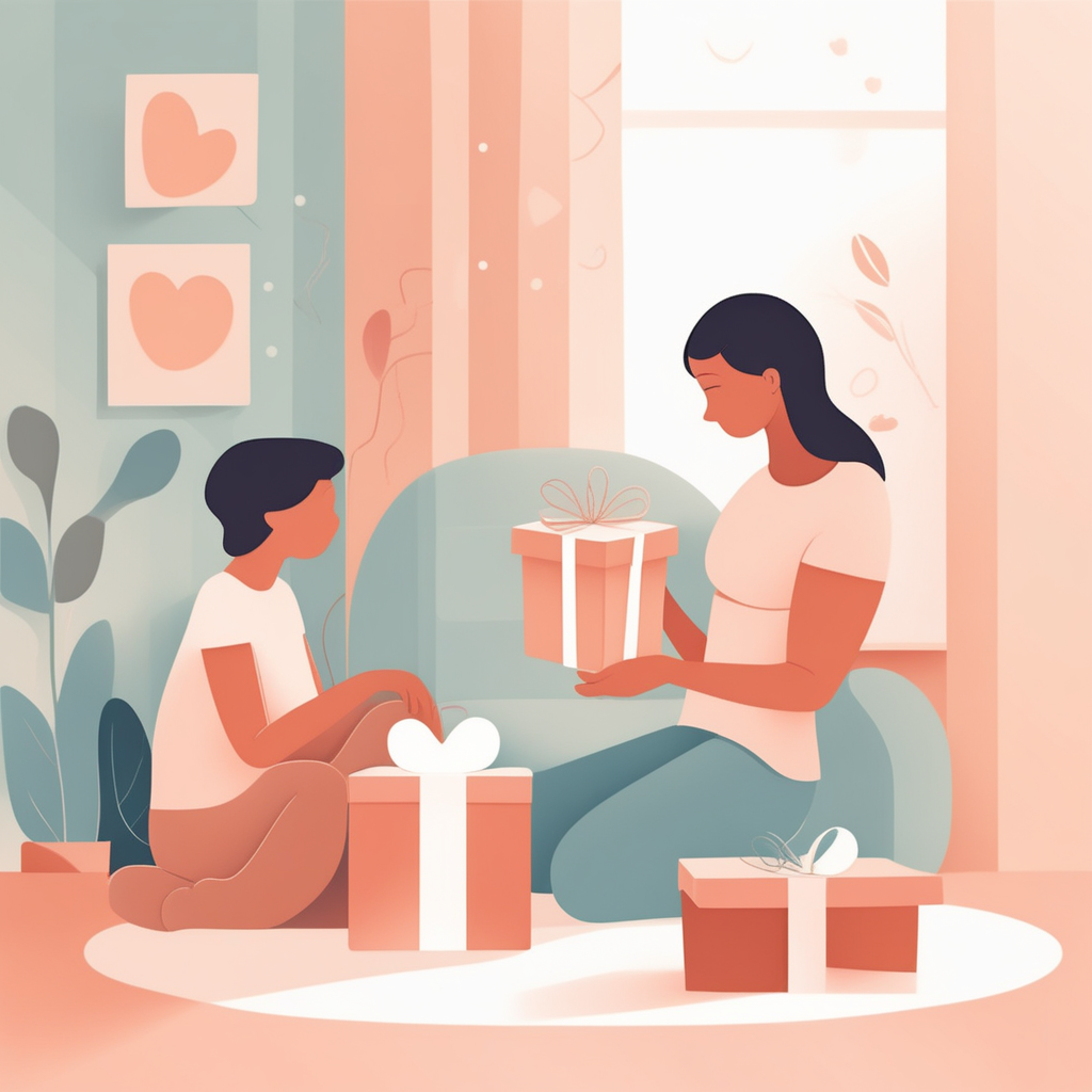 출산 선물에 담긴 따뜻한 마음과 산모를 응원하는 모습을 표현한 이미지