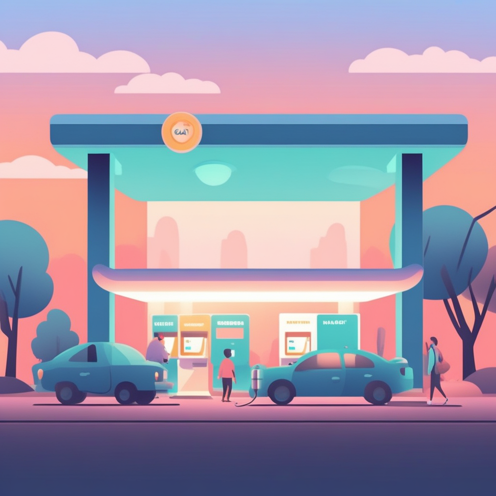 주유소에서 차량 주변을 꼼꼼히 살피는 모습의 이미지