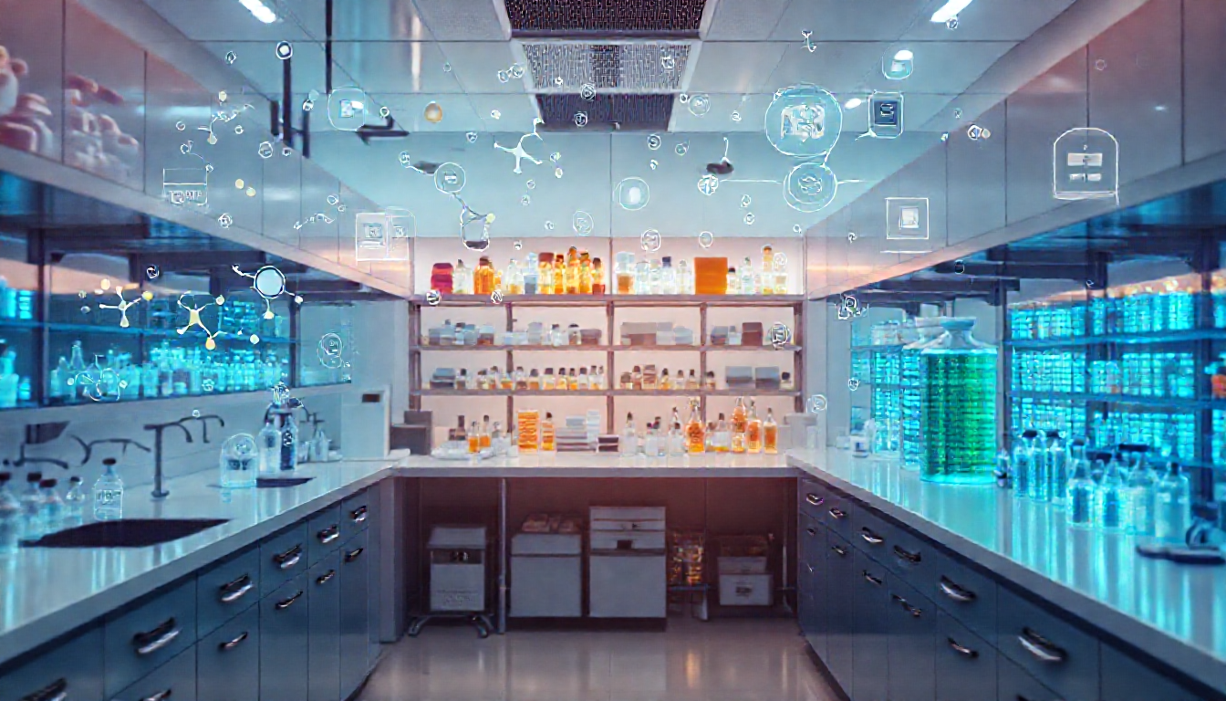 AI 신약 개발 성공 사례를 보여주는 연구실 이미지