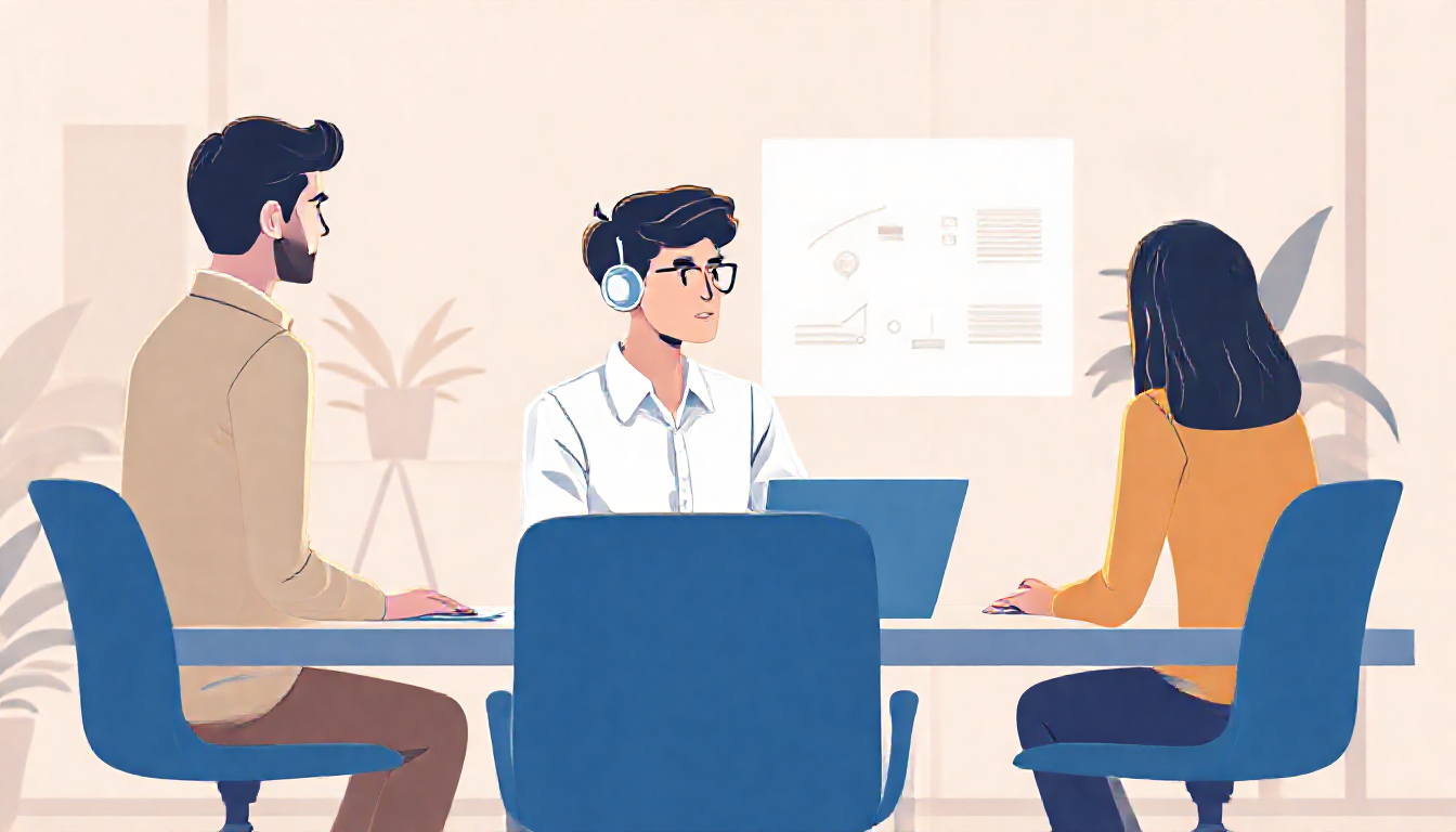 팀원과 함께 AI 업무 자동화를 시작하는 대화를 표현한 이미지