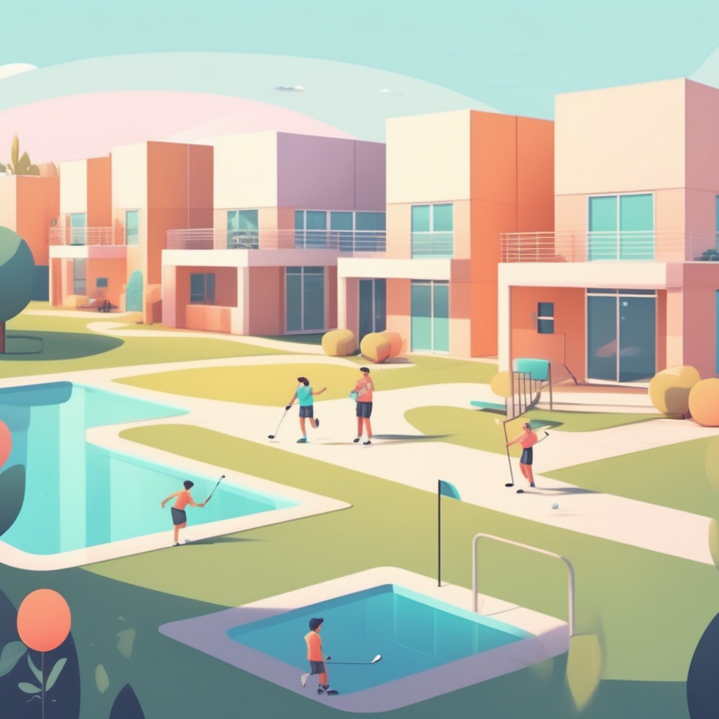 힐스테이트 양주옥정 파티오포레 단지와 커뮤니티 시설을 보여주는 이미지