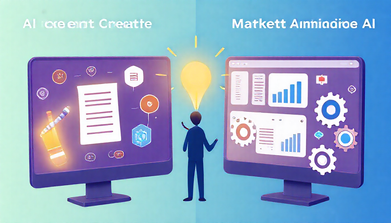 Jasper AI와 HubSpot AI의 핵심 기능과 비교를 시각적으로 설명하는 이미지