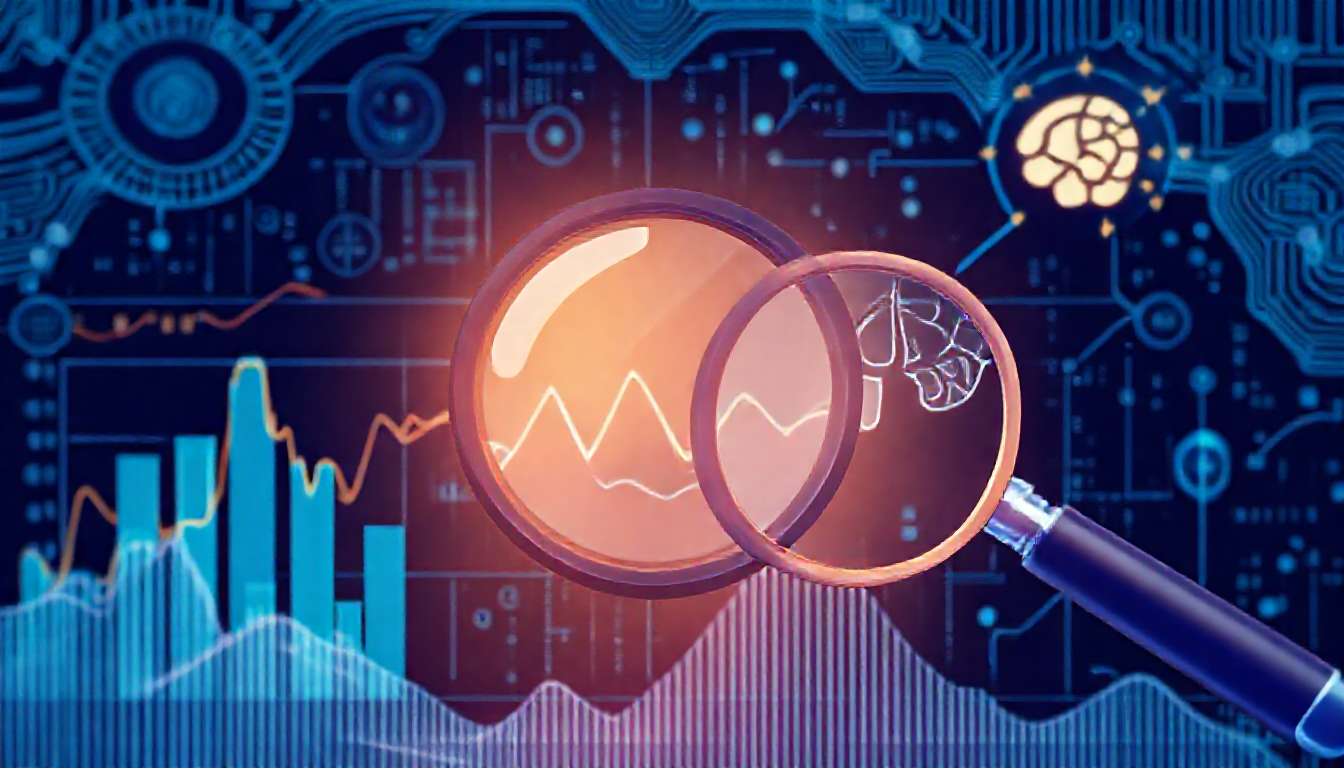 AI가 숨겨진 인사이트와 이상징후를 발견하는 모습의 일러스트