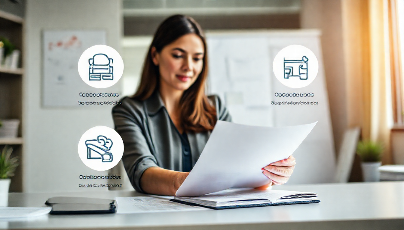 육아휴직 신청 절차를 나타내는 직장에서 서류 제출하는 이미지