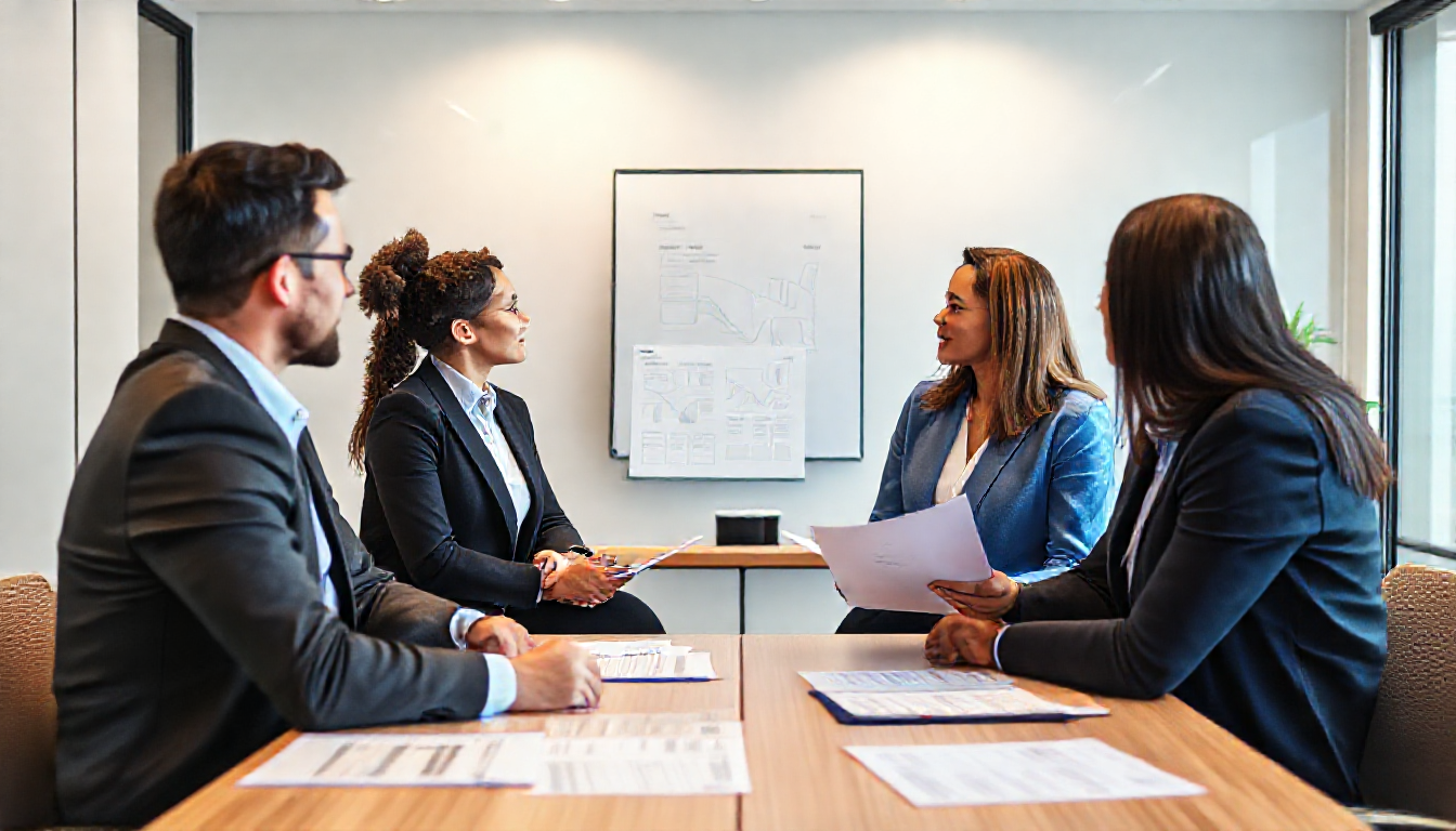 법정의무교육과 성과 평가 교육을 받는 직원들의 장면 이미지