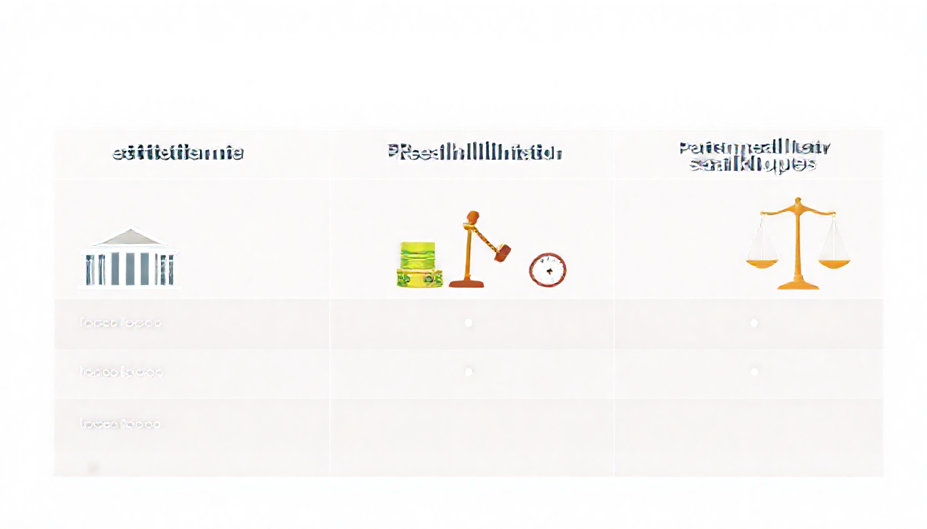 채무조정 개인회생 파산 제도의 핵심 비교표를 아이콘으로 표현한 이미지